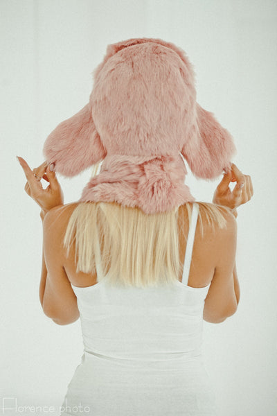 russian fur hat in pink