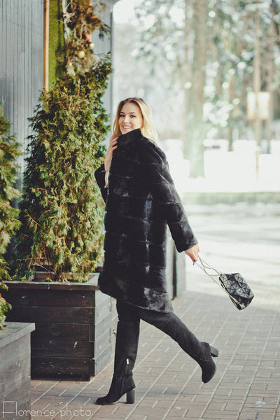 black otter fur jacket for women