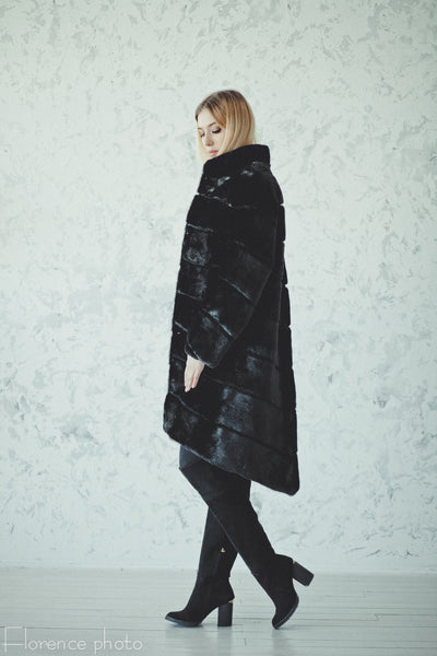 long black otter fur jacket women