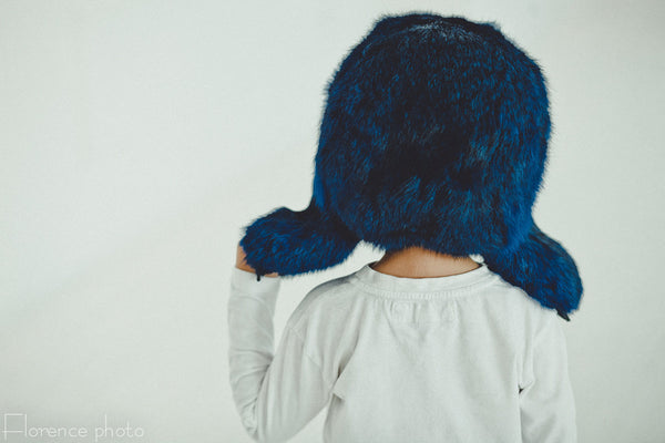 blue toddler fur hat