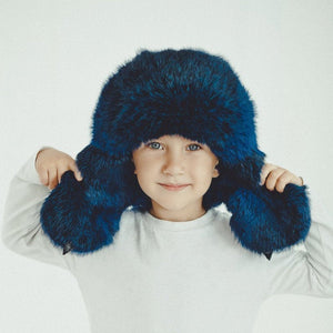 blue baby fur hat