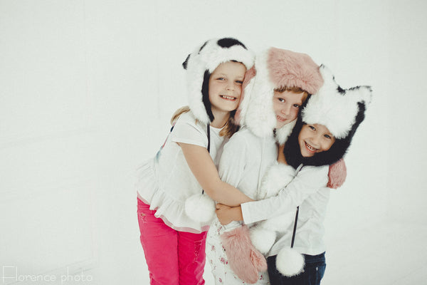 rabbit fur kids hats