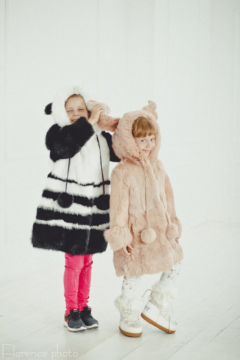 baby girl panda fur jacket