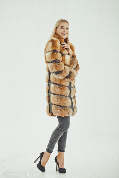 fox fur coat brown