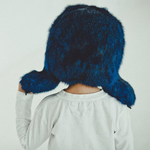 baby boy fur hat in blue