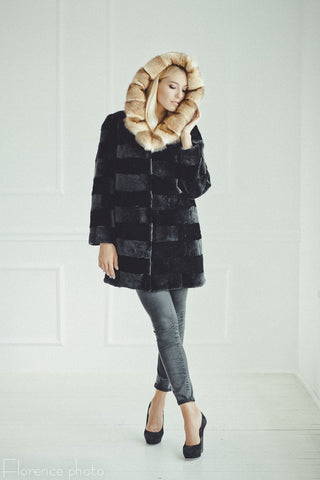 beaver fur jacket with hood