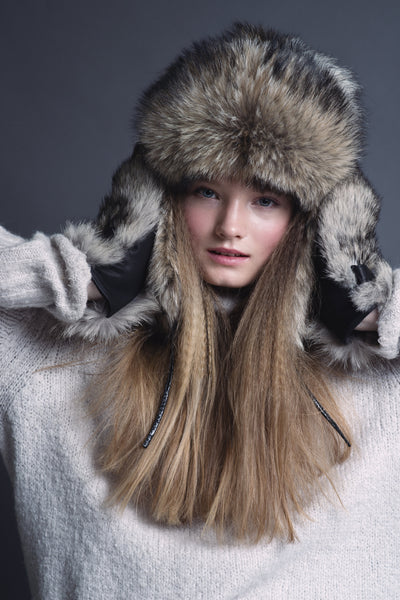 fur hat with earflaps for women