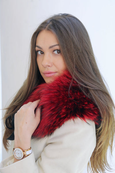 red raccoon fur collar