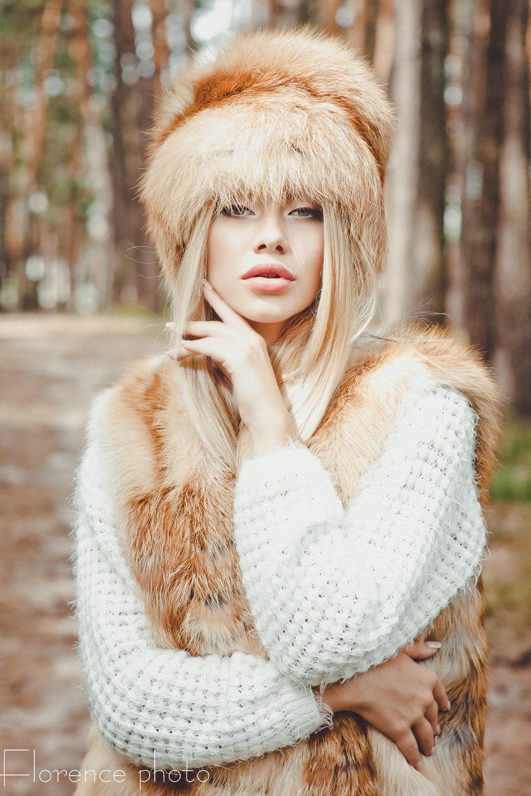 fox fur hat with tail