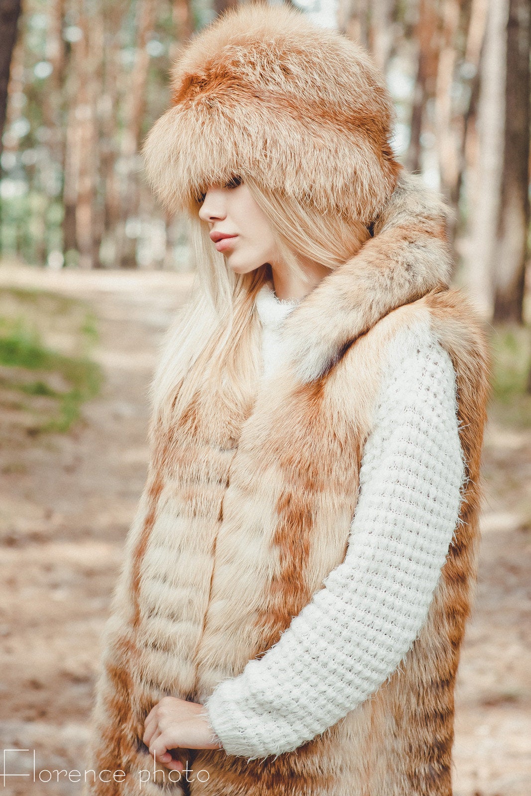 ushanka fur hat of fox for women