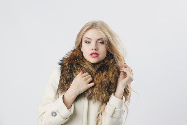 brown raccoon fur collar for girls