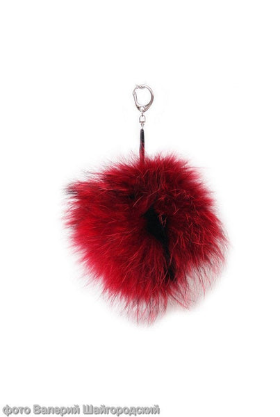 red raccoon fur keychain