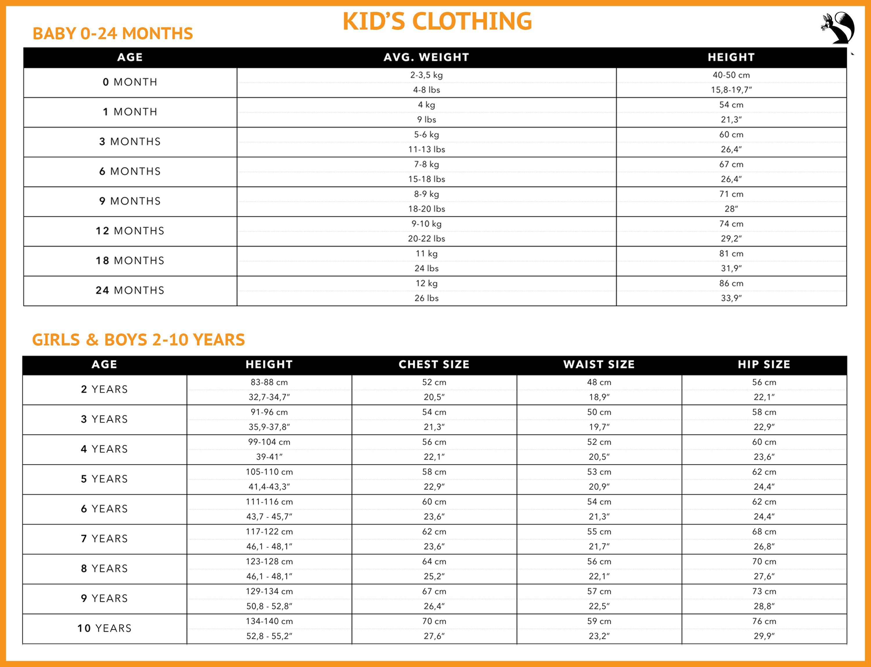 size chart baby girl fur jackets