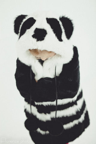 panda kids fur jacket in rabbit fur