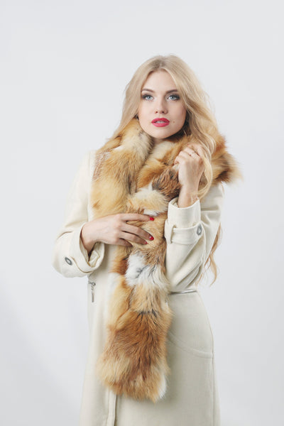 red fox fur scarf real fur