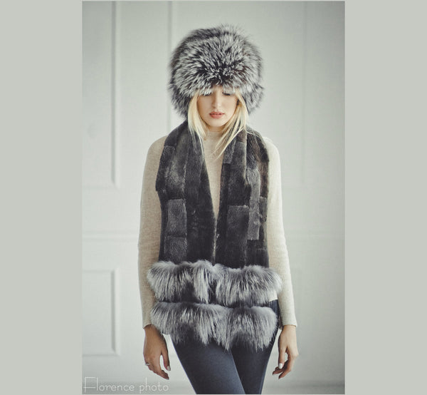 silver beaver fur scarf