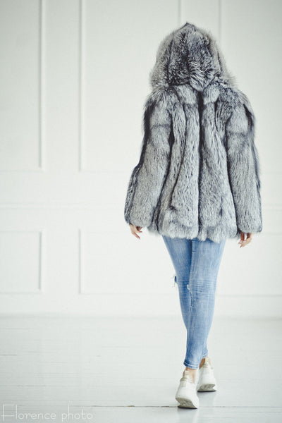 silver fur fashionable jacket