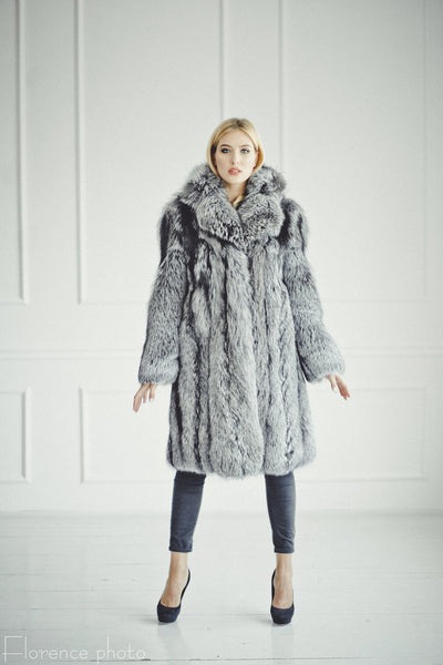 fox fur coat with hood