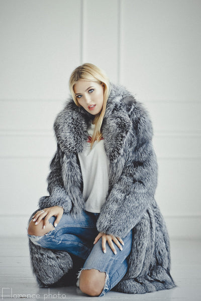 silver fox fur jacket