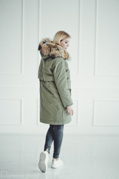 real fox fur parka jacket for ladies