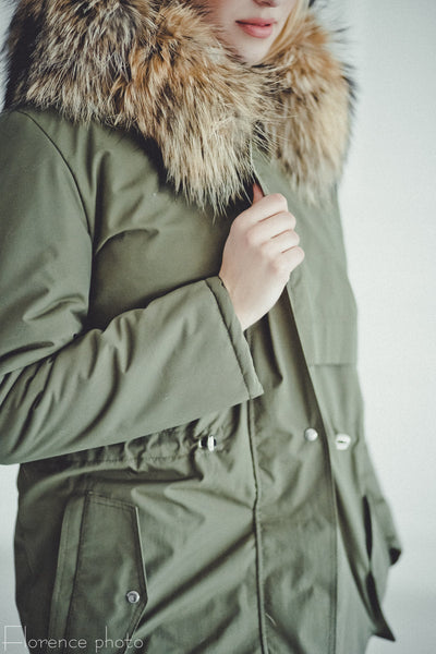 green parka coat