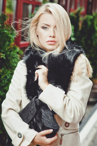 black genuine fur collar