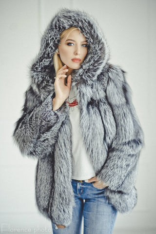 silver fox fur jacket