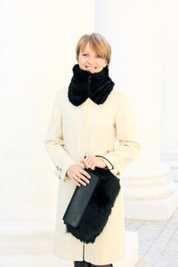 mink fur snood in black