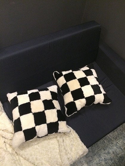 fur pillow cover in chess pattern