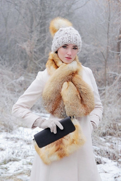 online sales fur fox pom poms