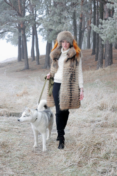 long raccoon fur vest