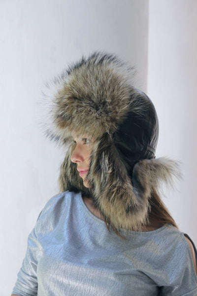 raccoon fur hat for women