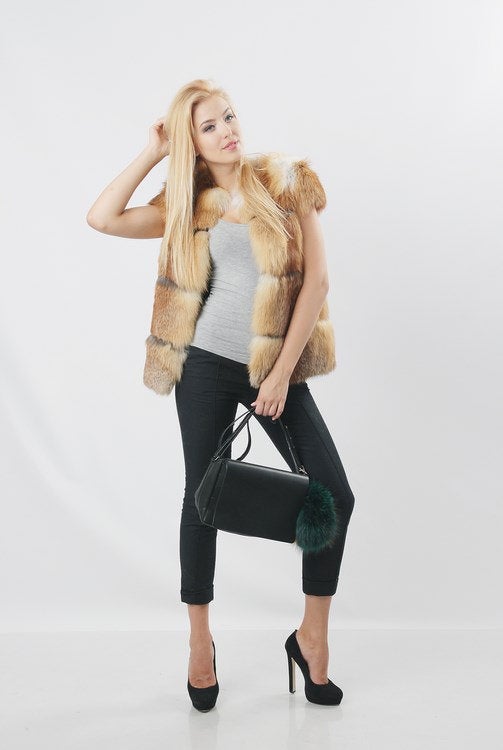 Red Short Fox Fur Vest