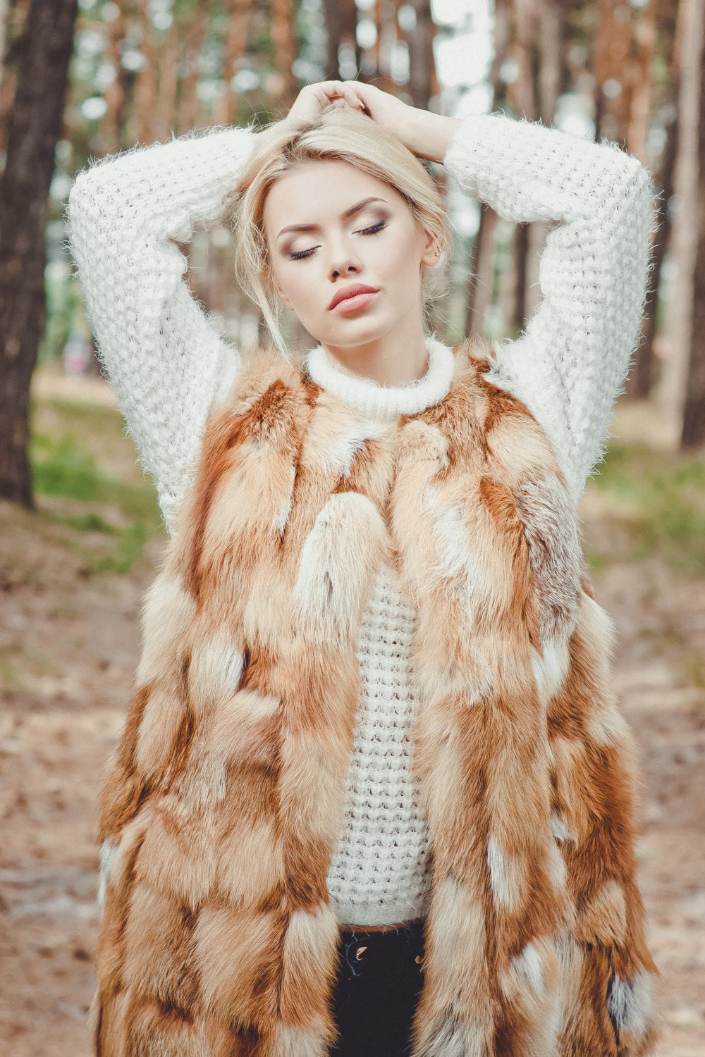 red fox fur vest girls