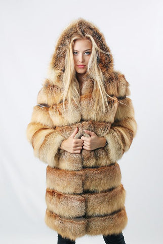 real fox fur jacket with hood