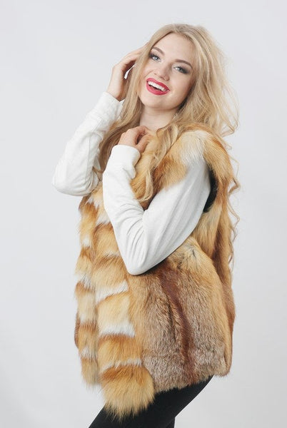 dyed fox fur vest