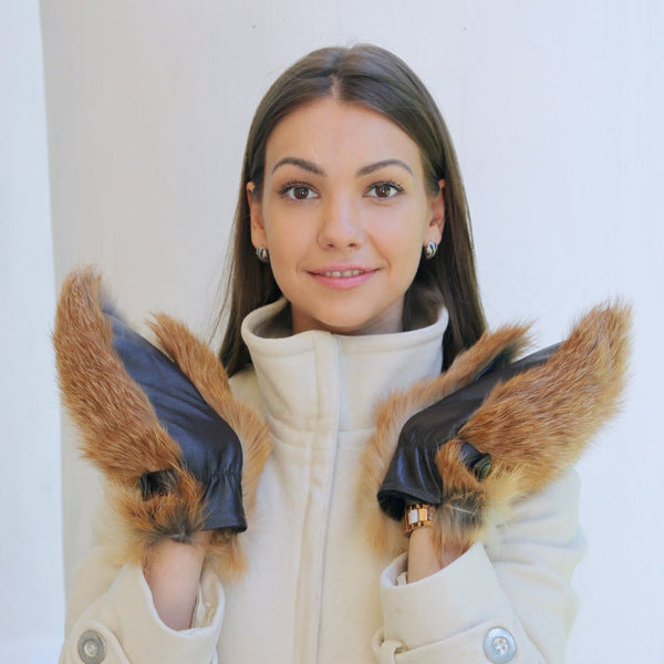 fur cuff gloves womens