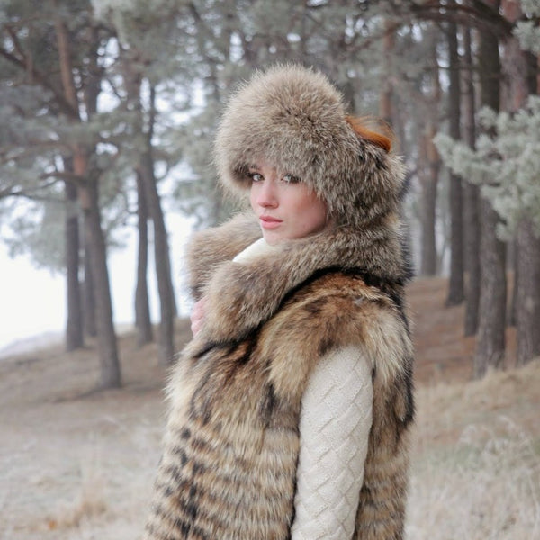 raccoon fur headband