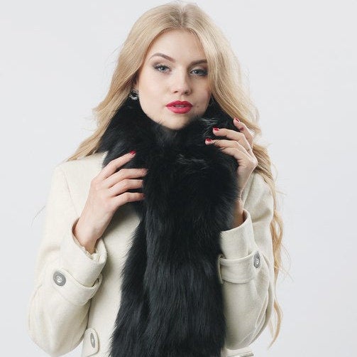 best price black fur scarf