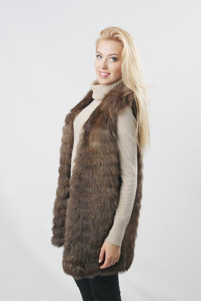 fox fur collar vest