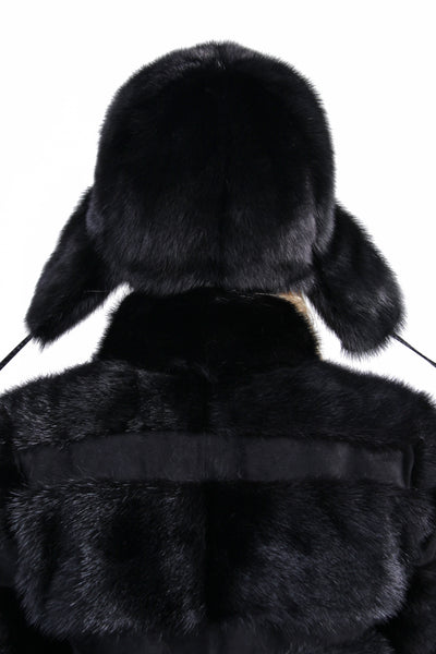 Mink Fur Hat for Women (Black)