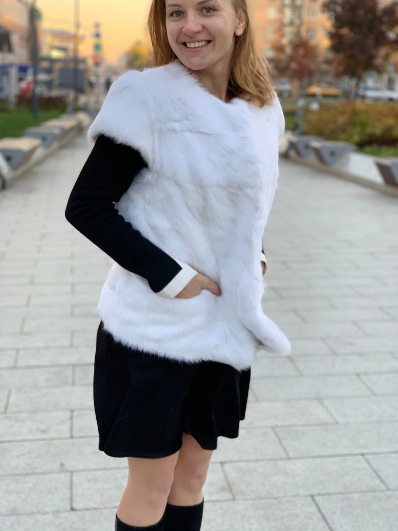 Rabbit Fur Vest (White)