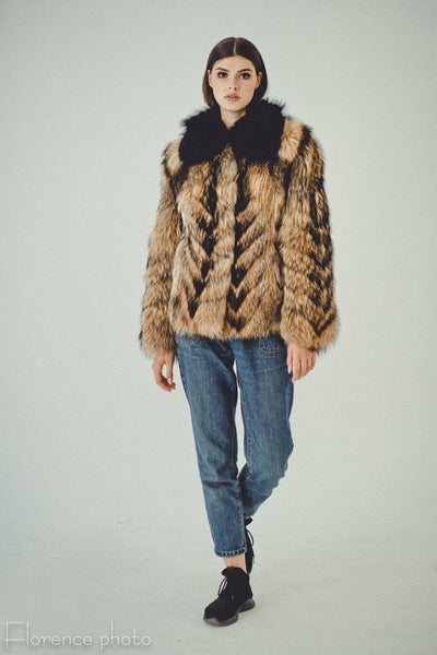 raccoon fur jacket